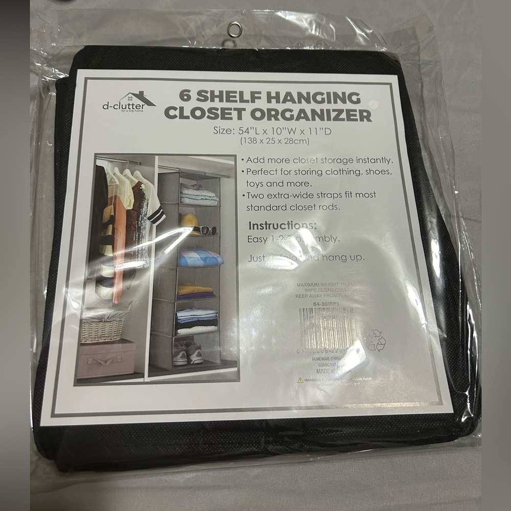 Shelf hanging closet organizer